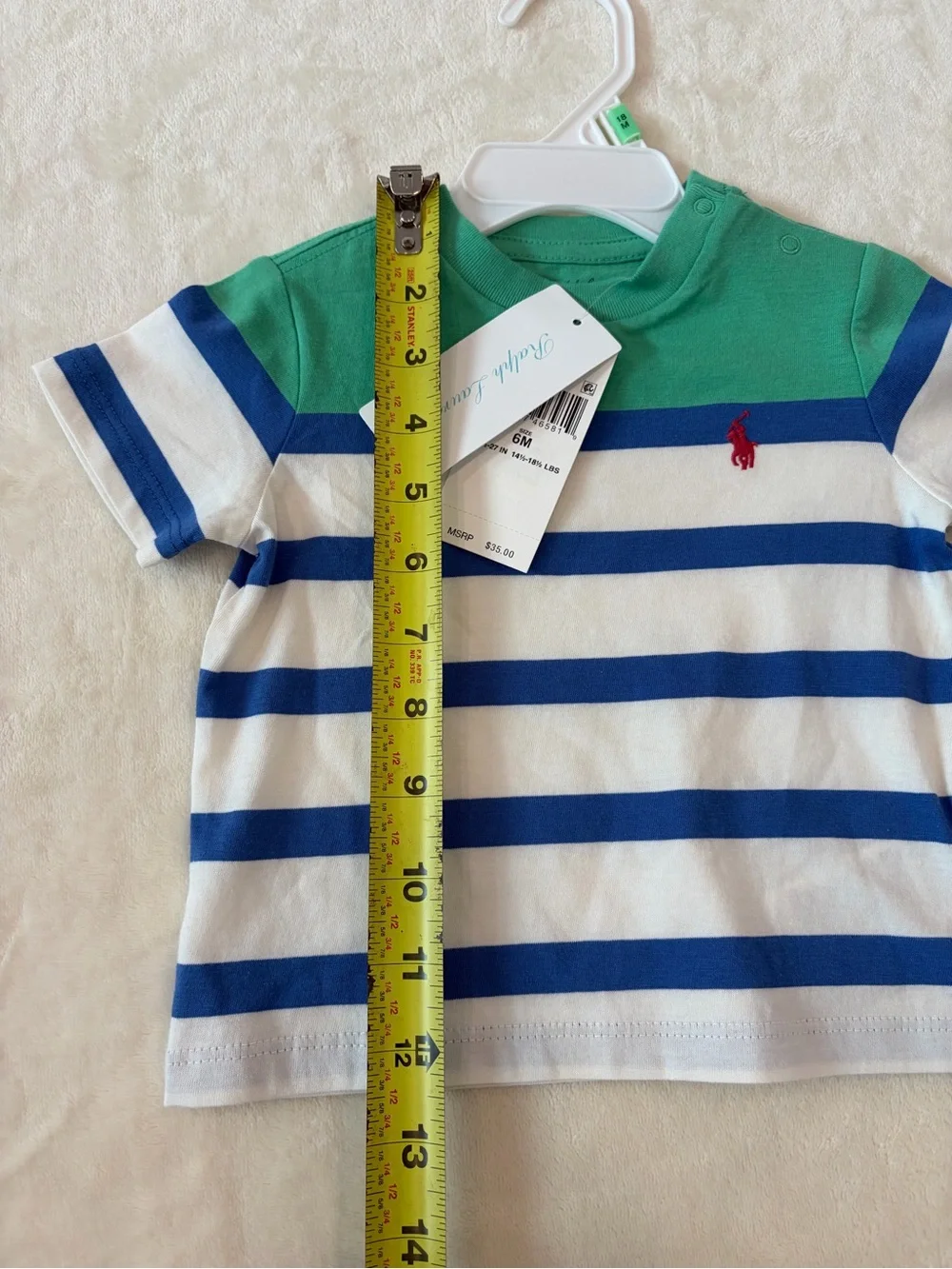Ralph Lauren Green, Blue & White Striped Short-Sleeve Tee